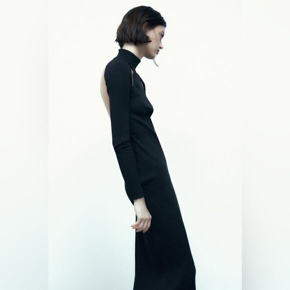 Zara Rib Knit Dress With Cut Outs New - Picture 8 of 10